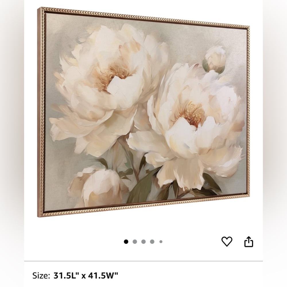 Blossoming Peony Canvas Art in Cream and Tan